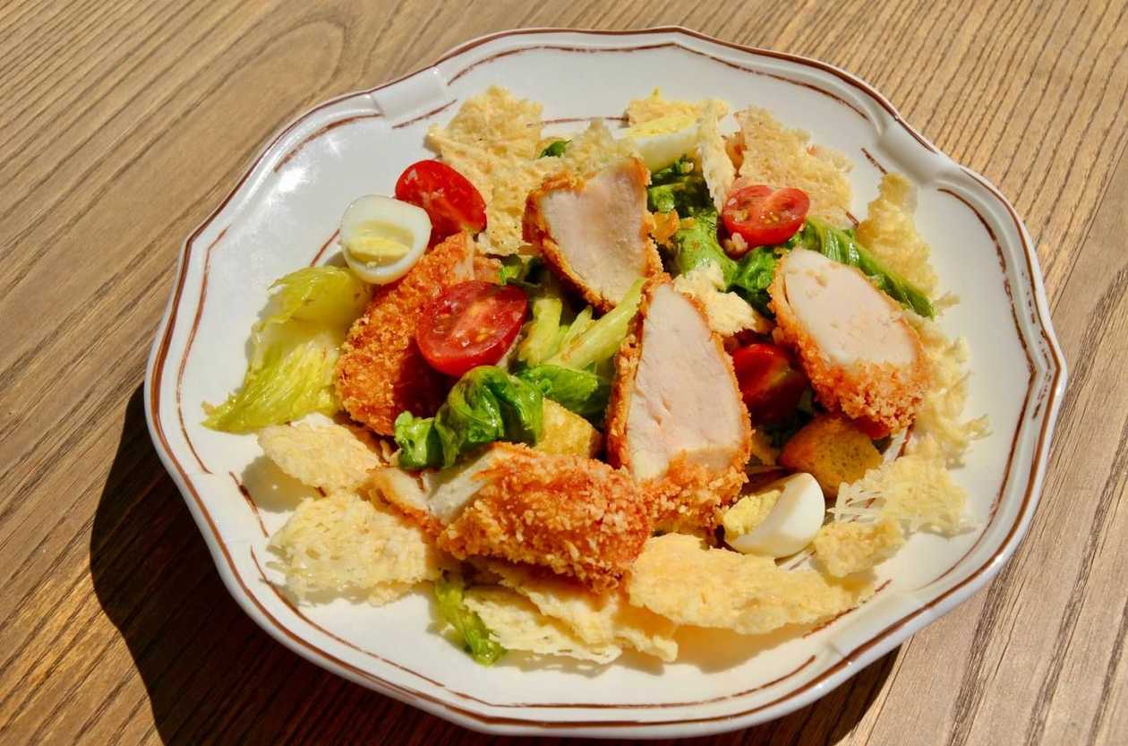 Caesar Salad with Breaded Chicken