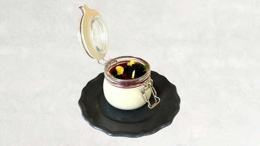 Panna cotta with raspberry mousse