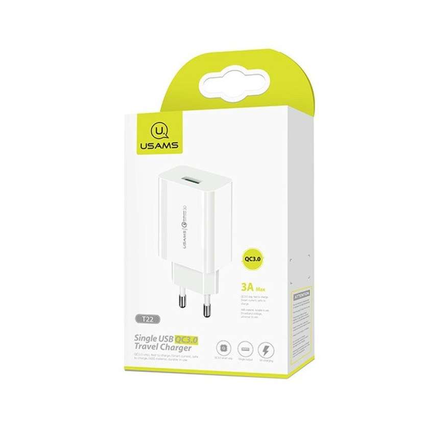 Usams T22 USB QC3.0 სამგზავრო დამტენი