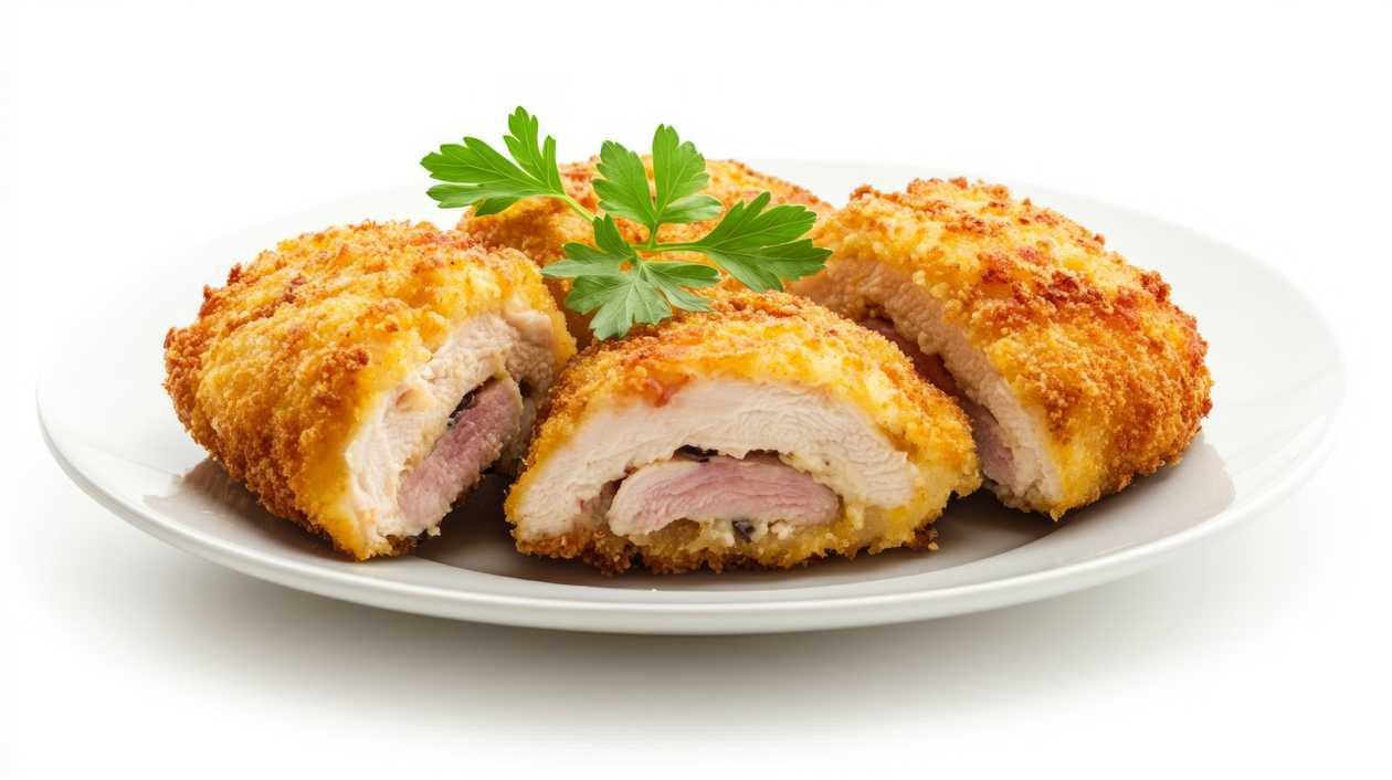 Fried gordon blue, vegetables