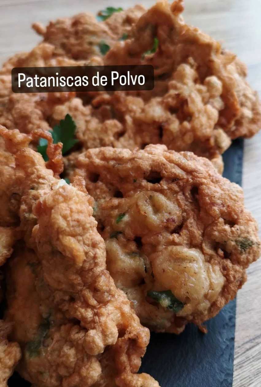 Pataniscas de Polvo com Arroz de Feijão
