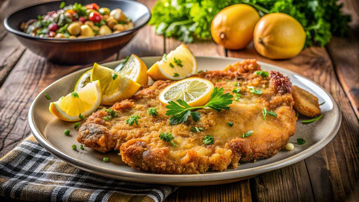 Montenegrin schnitzel, vegetables