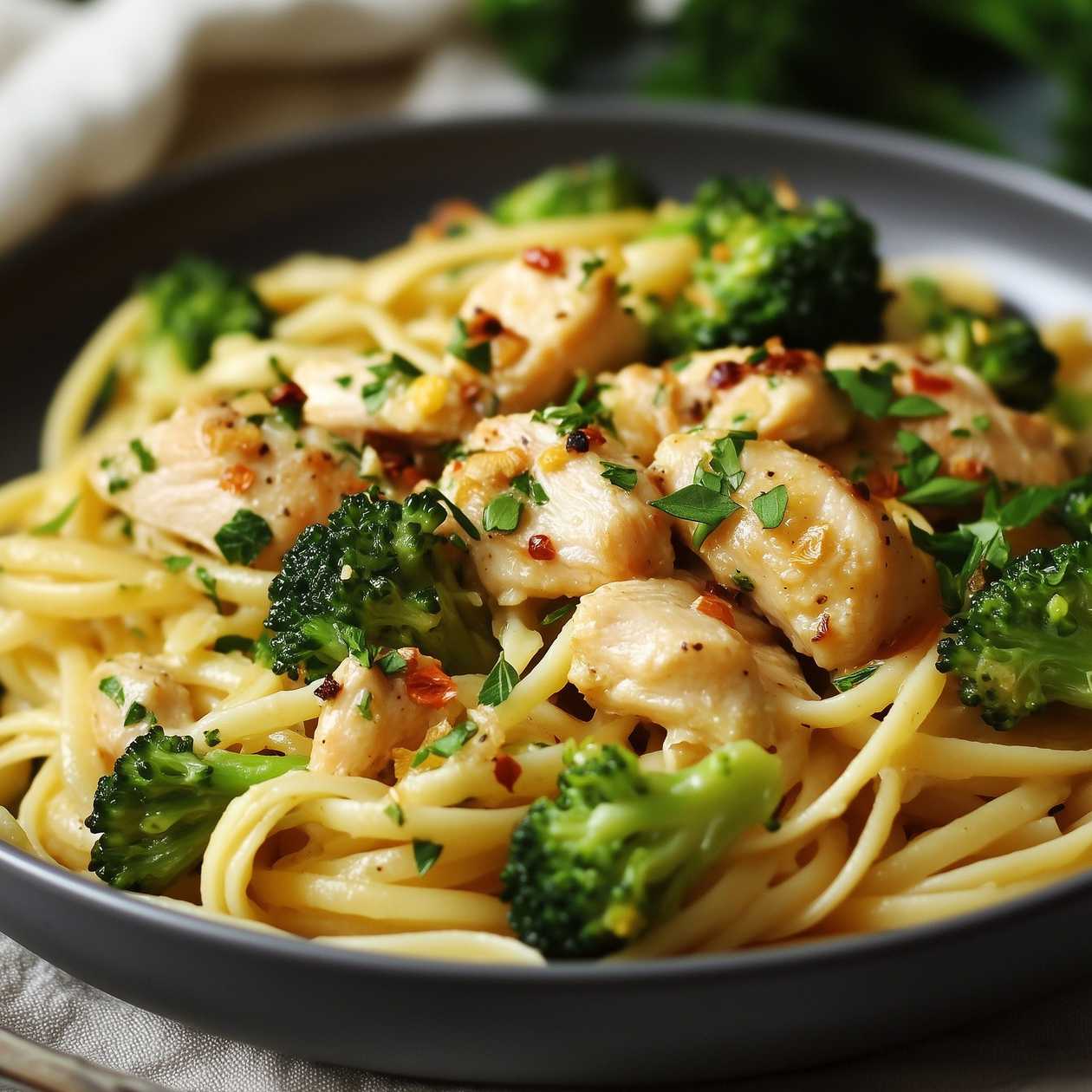 Pasta in broccoli-cheese sauce