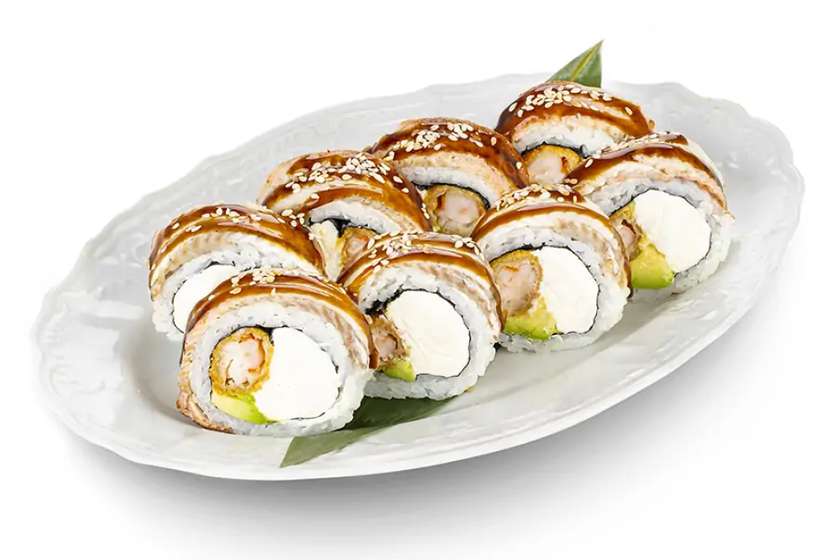 Roll Węgorz z krewetkami