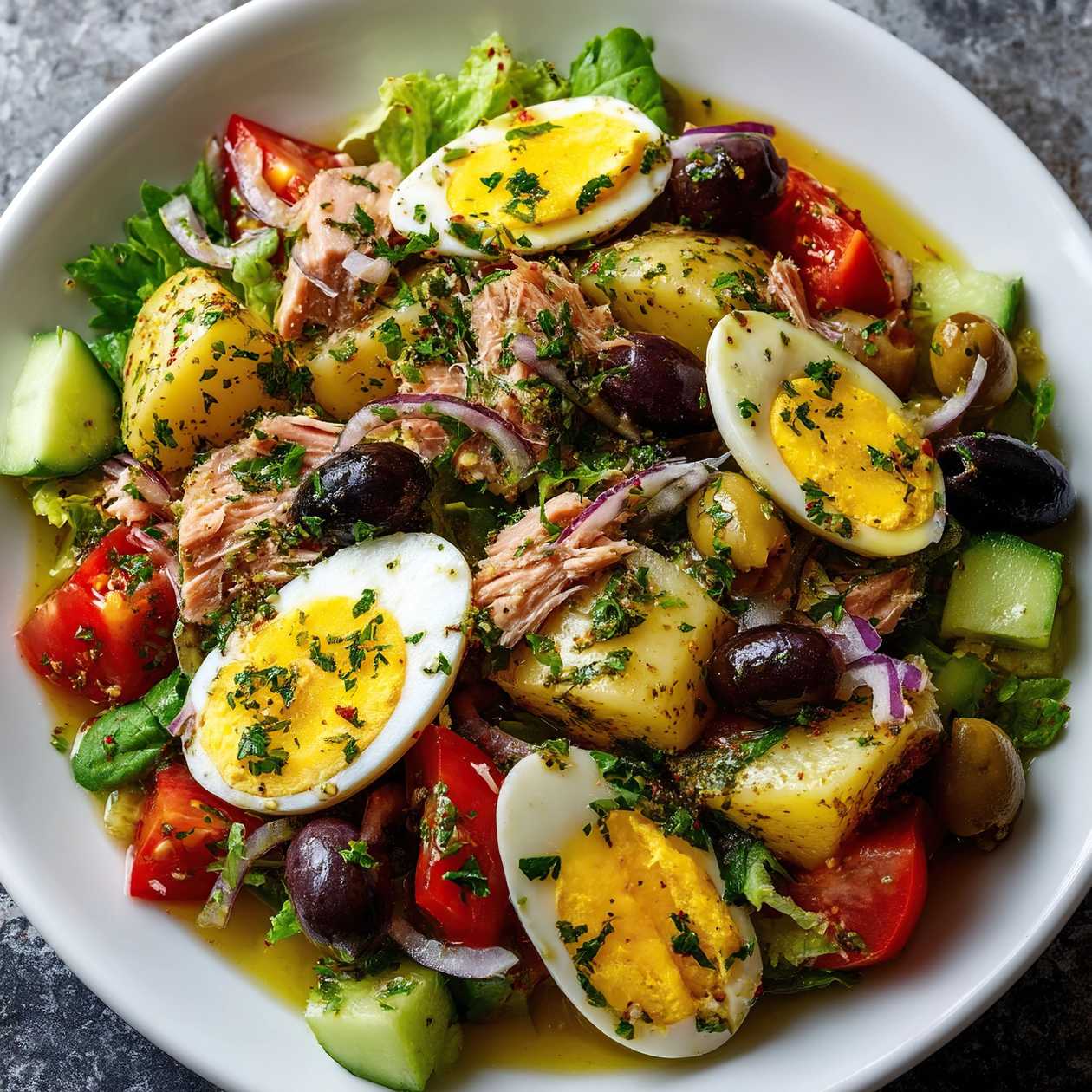 Vegetable salad with tuna