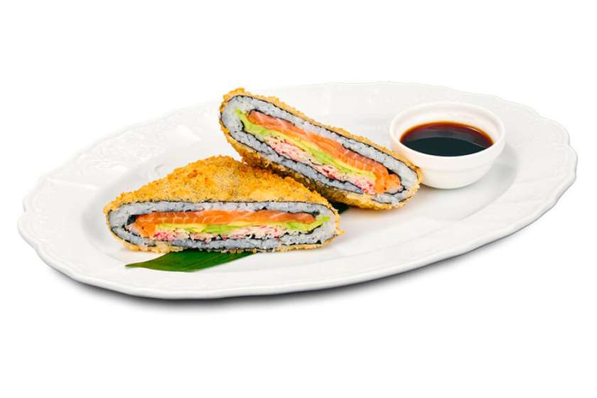 Sushi kanapka łosoś–krab