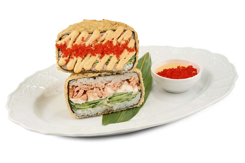 Burger sushi z pieczonym łososiem