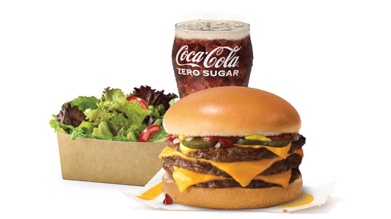 Triple Cheeseburger Meal With Side Salad