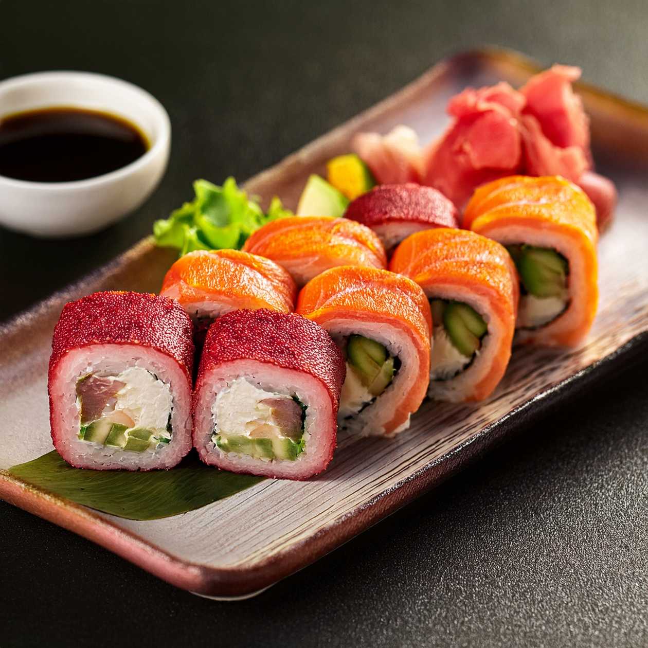 SS 68. Uramaki Tempura Salmon 10ks