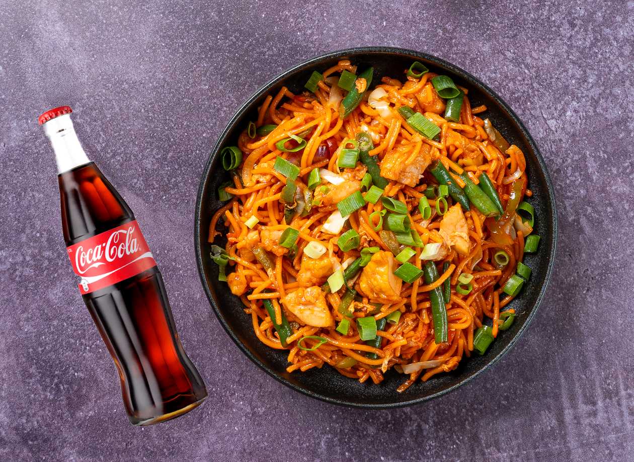 Spicy Noodle Wok + Extra Meat + Drink