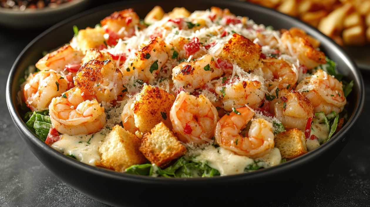 CAESAR SALAD IN MEXICO STYLE with shrimps