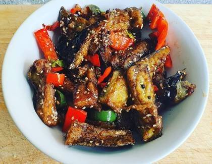 Dry fried eggplant