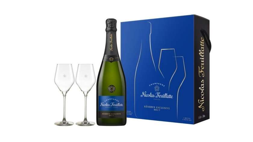 Nicolas Feuillatte Champagne, Gift Box with 2 Flutes, Reserve Exclusive Brut, 75cl