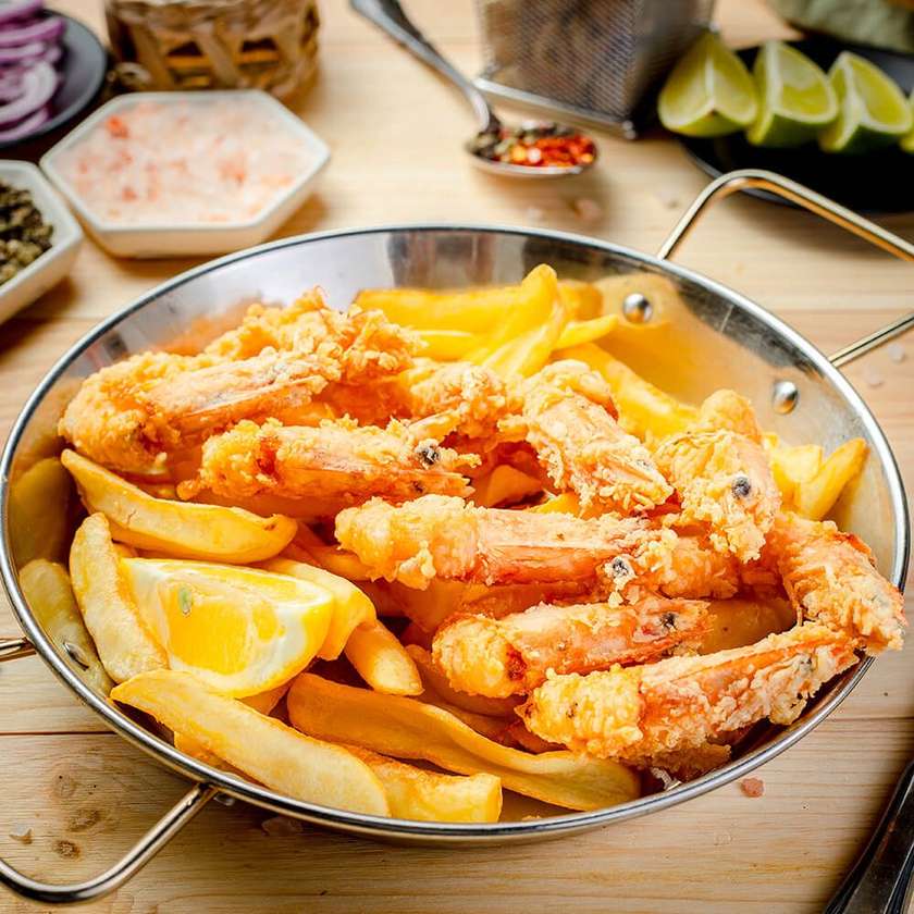 King Prawns on a Bed of Potatoes