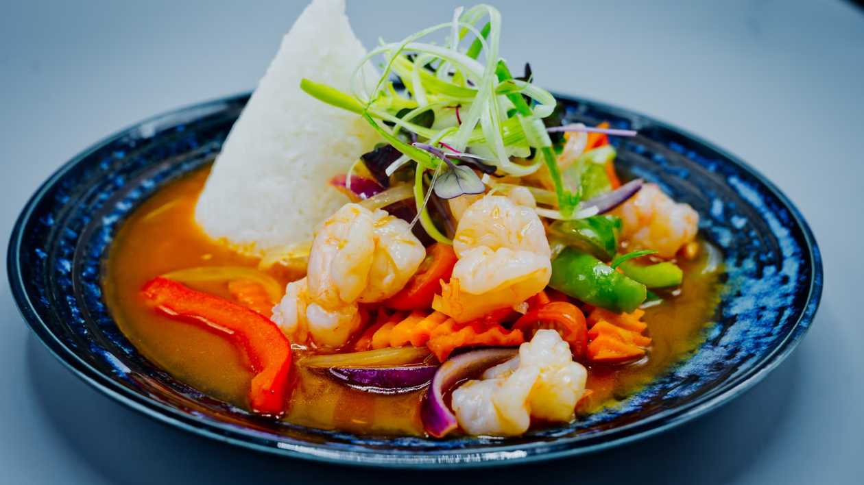 Prawns with sweet and sour sauce