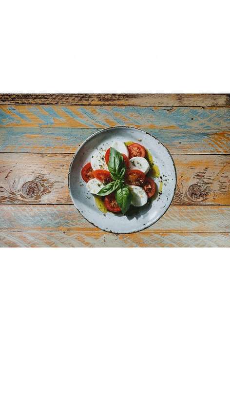 Caprese z plátků rajčat a mozzarelly