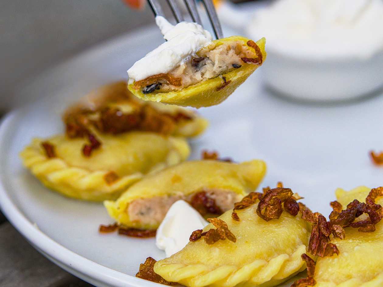 With Beans and Mushrooms