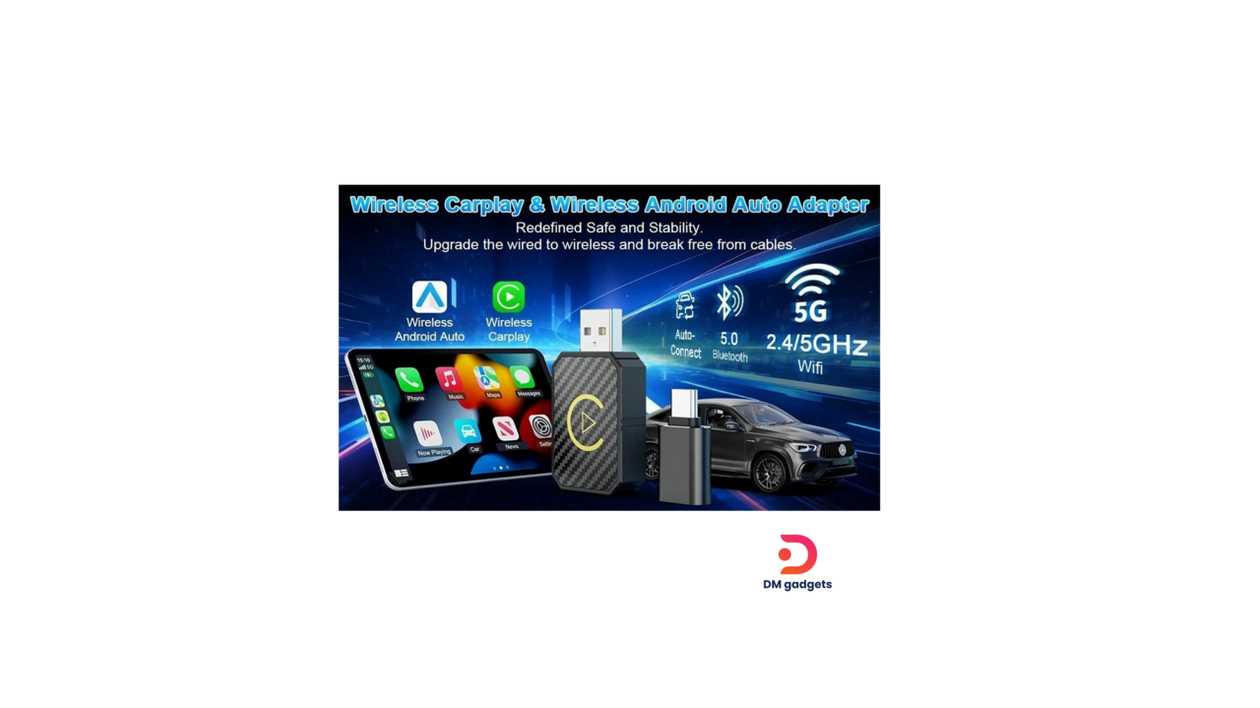 #623B#AI®Wireless CarPlay Android Auto Adapter Smart Box Plug&Play CarPlay – Black