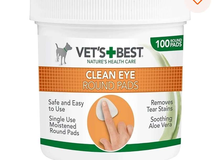 VET'S BEST Clean Eye Dog Eye Hygiene Wipes, Anti-Stain, Aloe Vera, Box, 100 Count