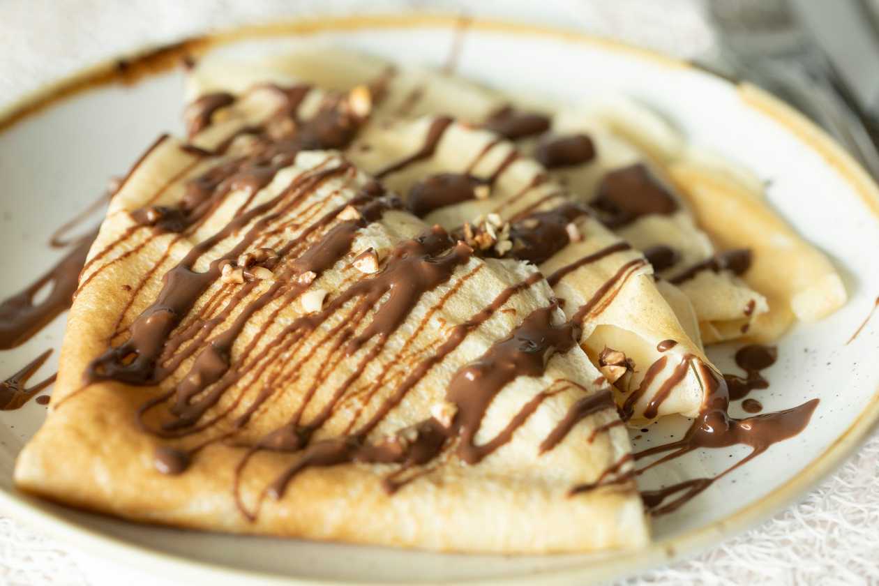Pancakes with Nutella and whipped cream