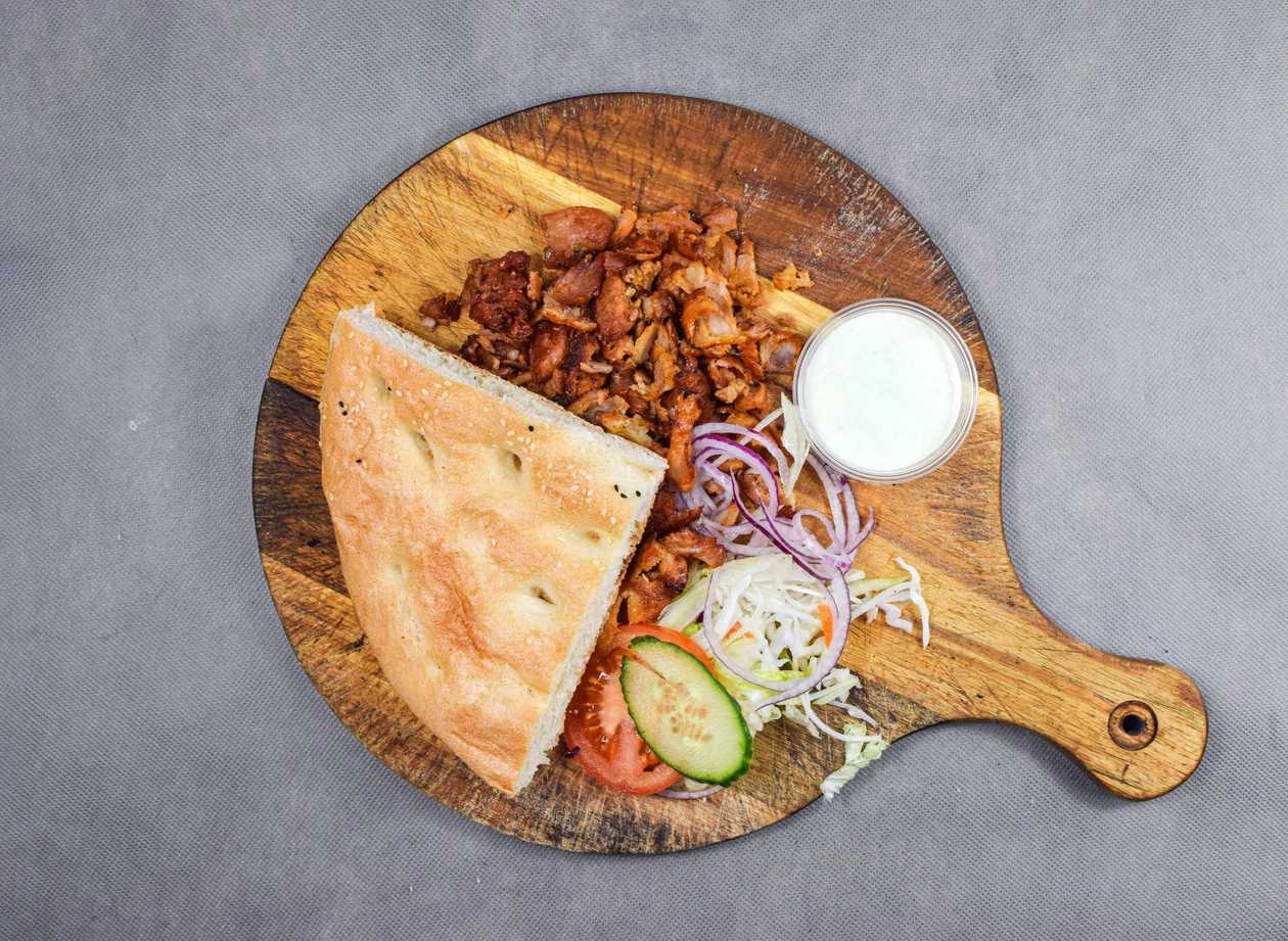 Döner kebab in bread just meat