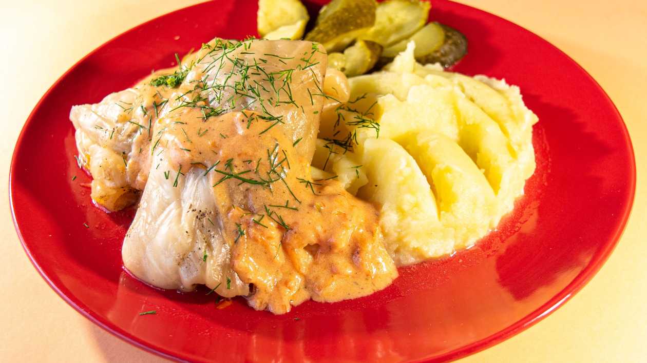 Cabbage Rolls with Pickled Cucumber