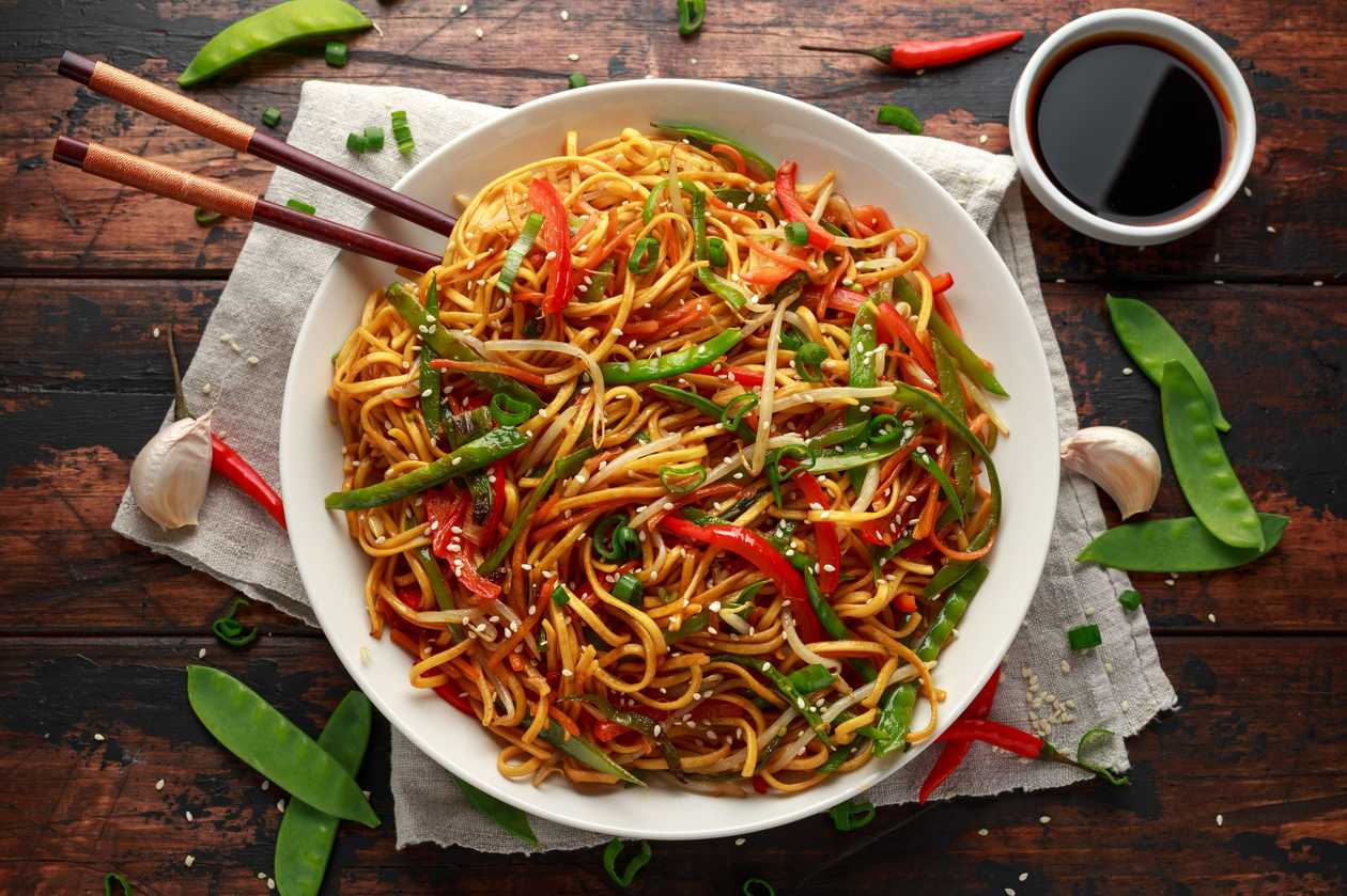 Udon rezance so zeleninou