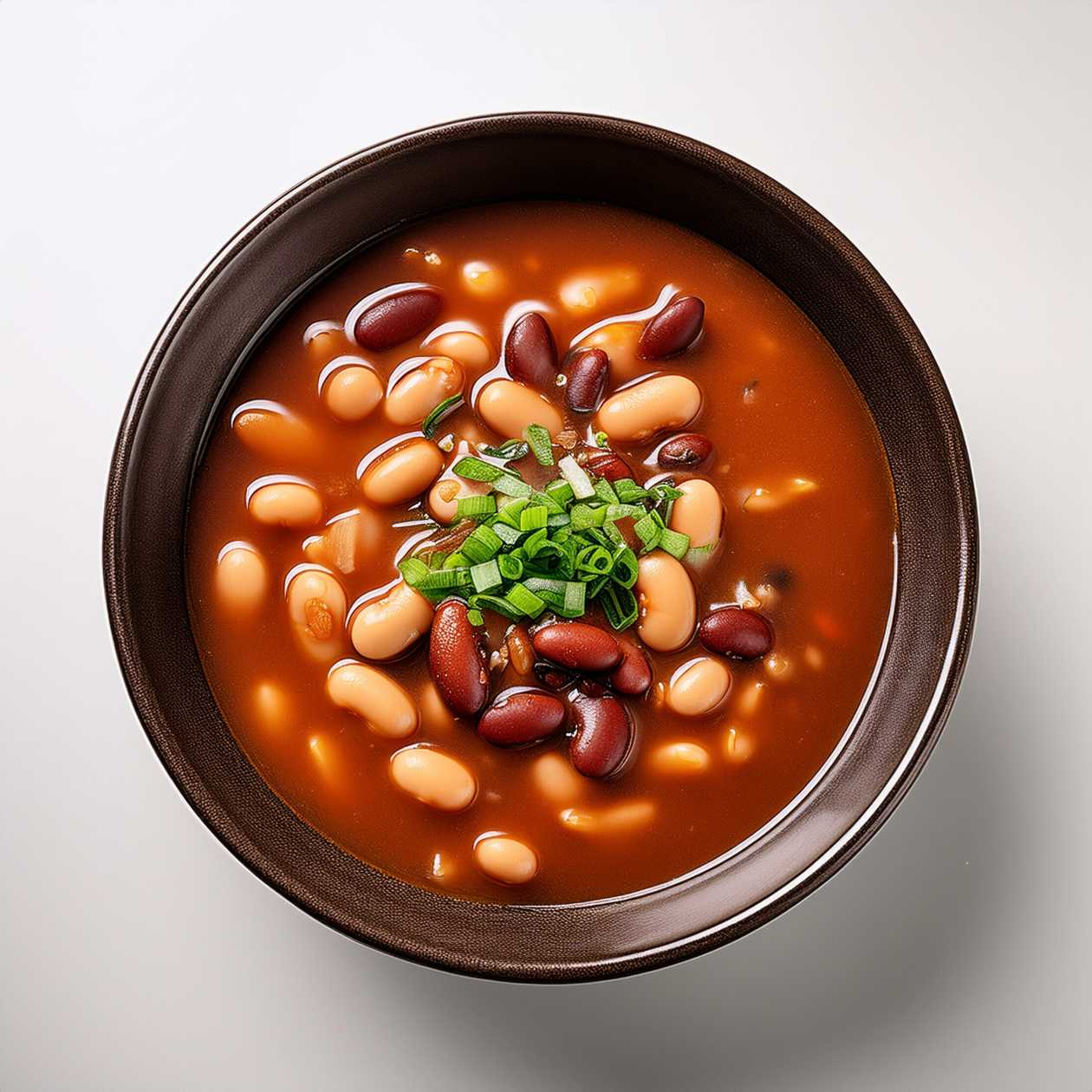 Bean soup with pieces of smoked knuckle and bread