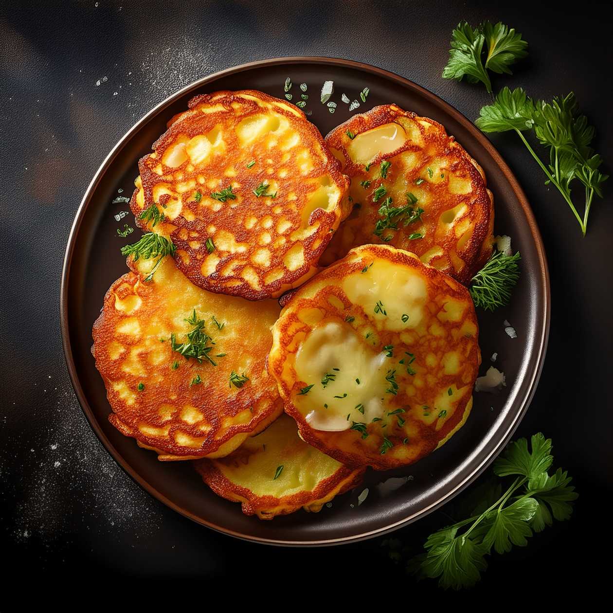 Garlic potato pancakes with acidophilic milk