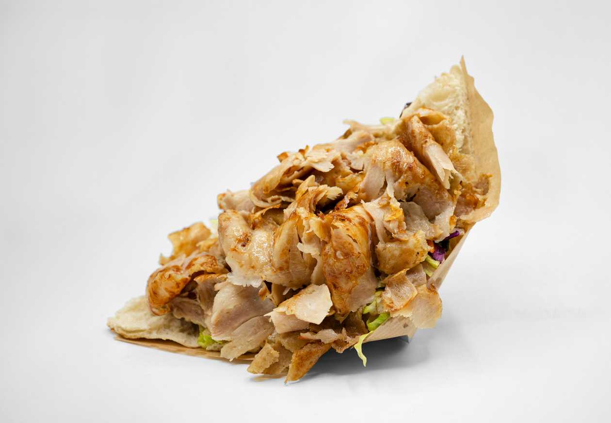 Döner kebab in bread just meat