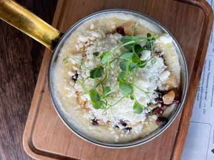 Carpathian Banosh with fresh  Carpathian mushrooms