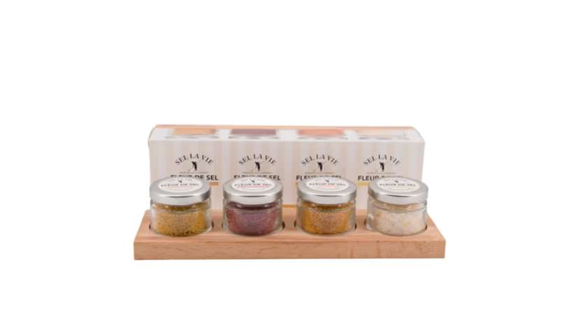 Servierbrett Inklusive Sel La Vie Fleur De Sel Bio Orientbox, 30g X 4