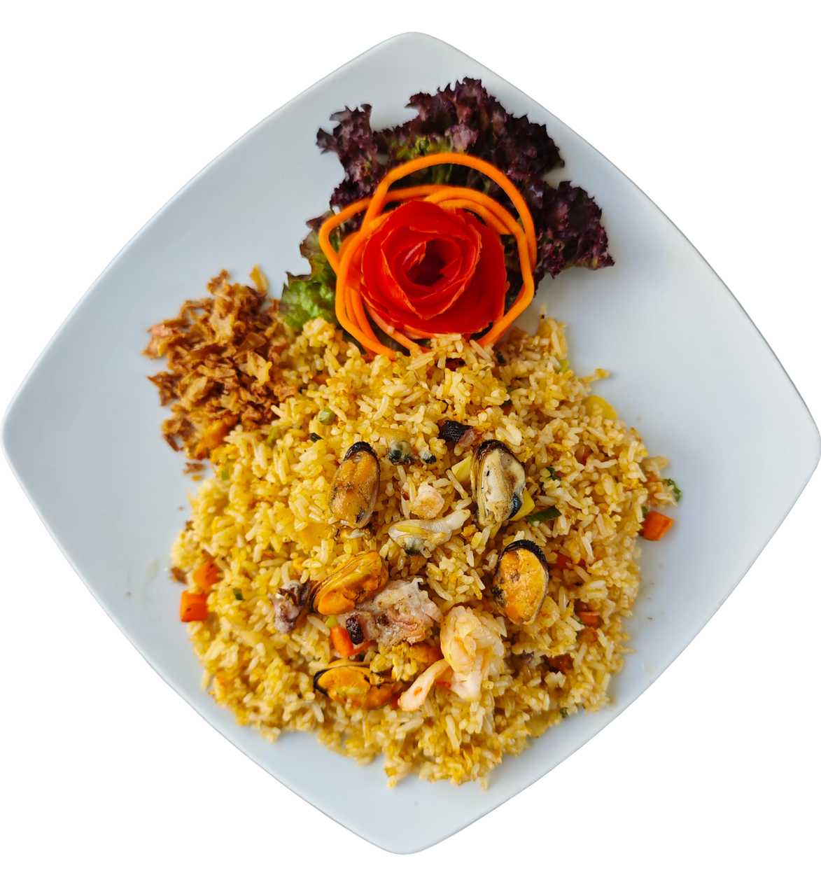 Orez la wok cu fructe de mare