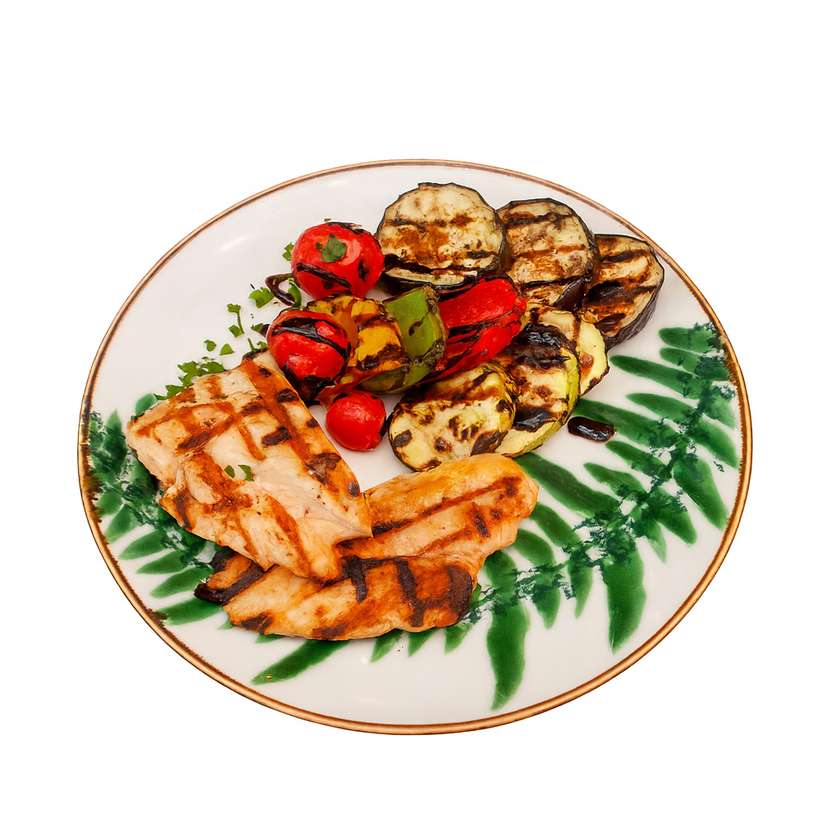 Pollo alla griglia con verdure grigliate