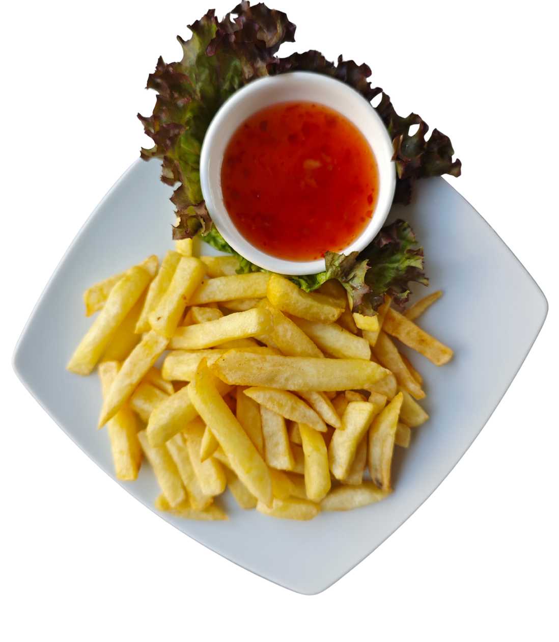 Cartofi prăjiți și sos dulce-acrișor