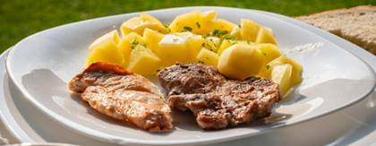 Schnitzels, Mashed Potatoes with Bacon