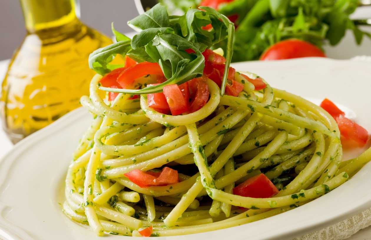 Spaghetti con rucola