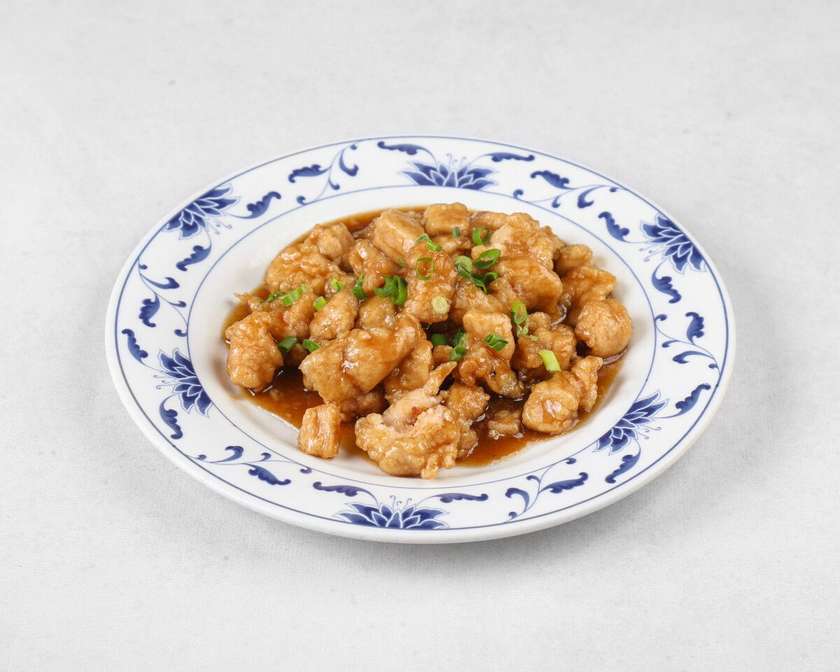 Chicken in sweet and sour sauce with rice