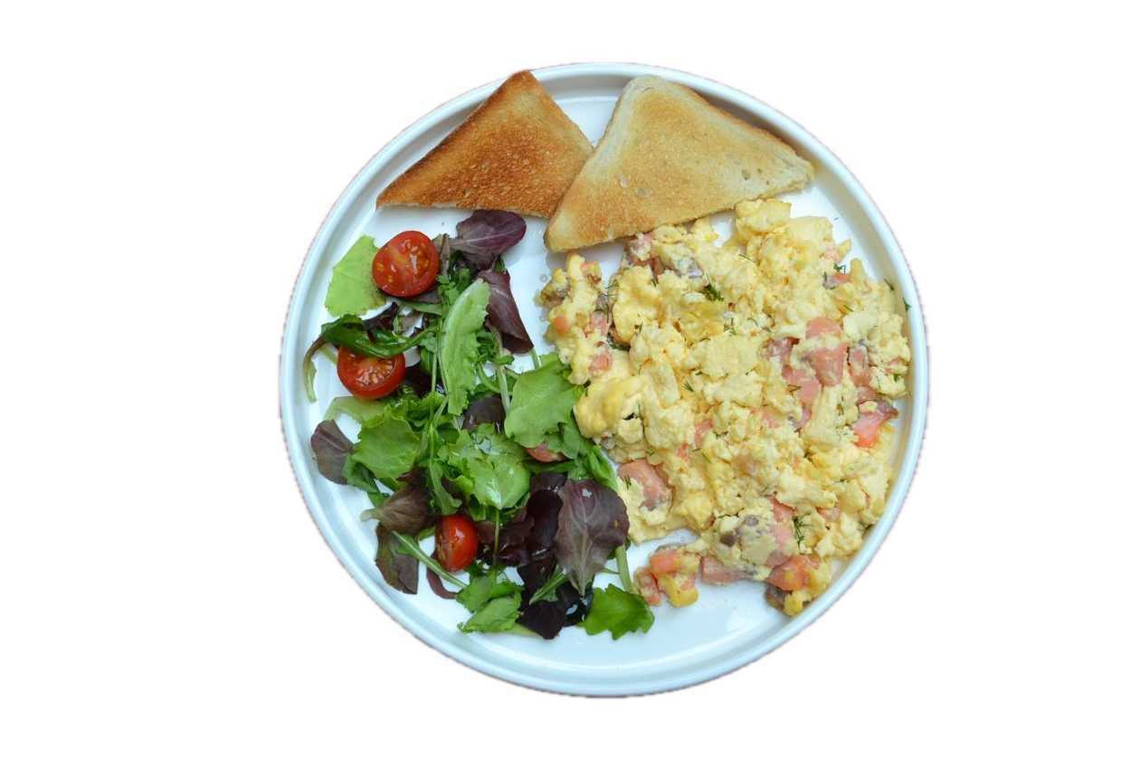 Scrambled eggs with feta cheese