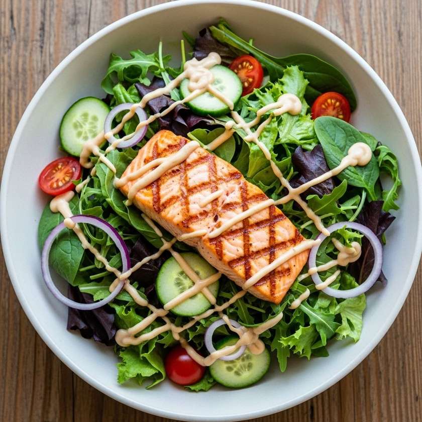 Salad with grilled salmon