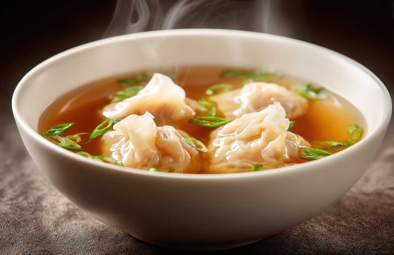 Large chicken broth with vegetables and 4 dumplings
