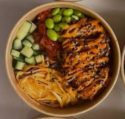 Gambás panados poke bowl