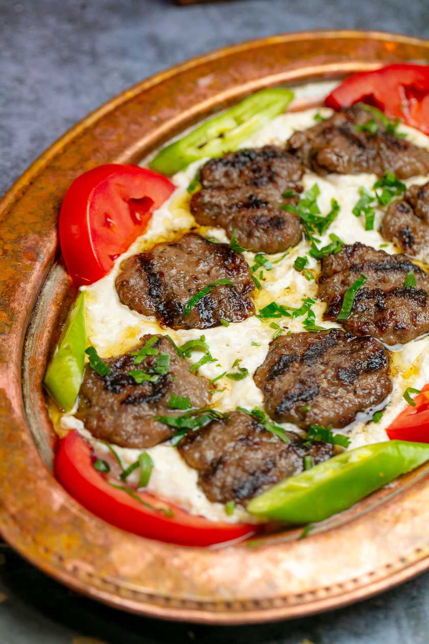 Meatballs with Eggplant in Yogurt Sauce