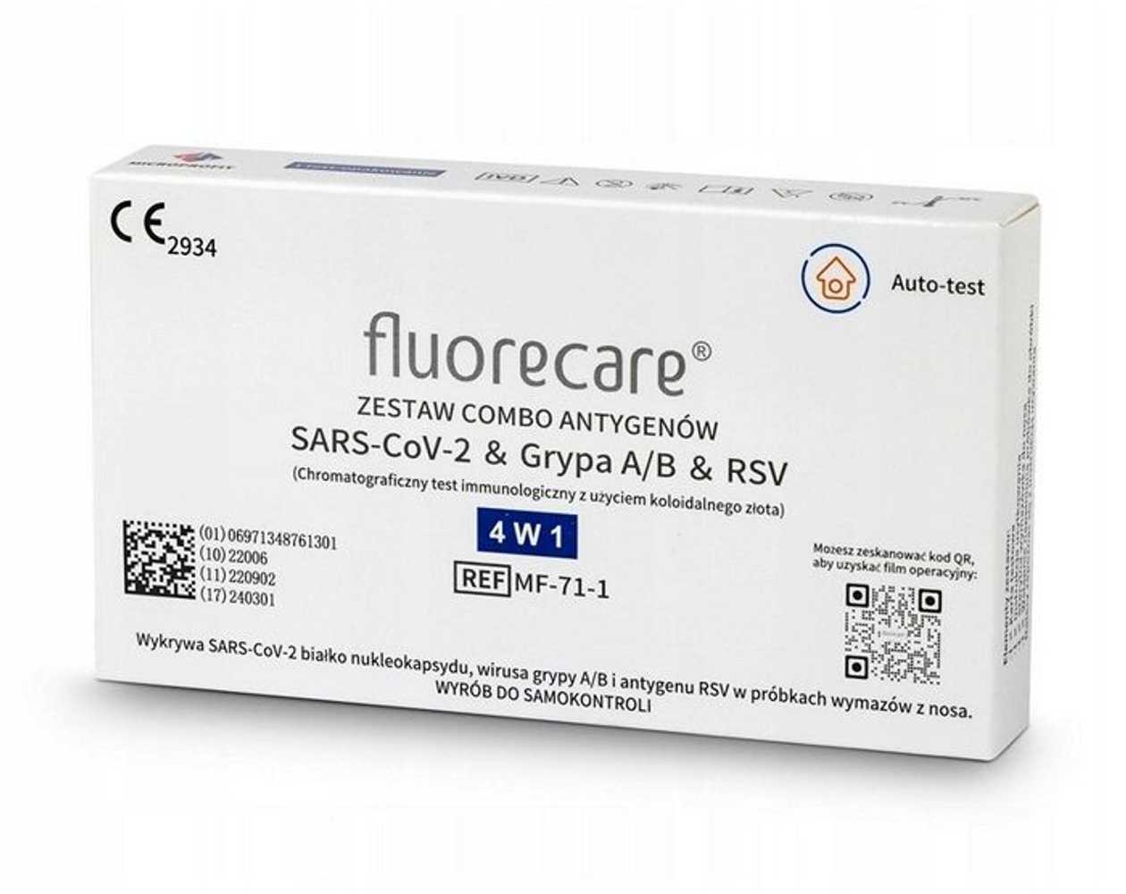 Fluorecare Test antygenowy Zestaw antygenów Sars-CoV-2 + Grypa A/B + RSV (EN)