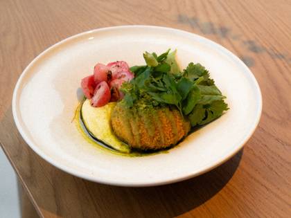 Chicken Kiev with Herb Butter and Pickled Radishes