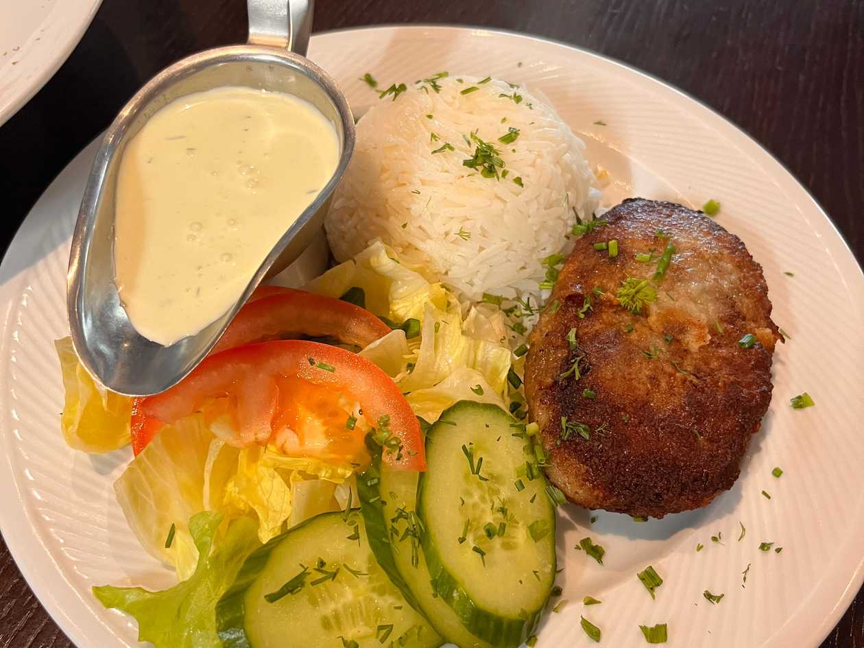 Homemade cutlet with rice