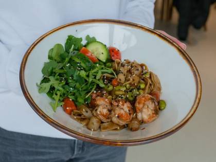 Pasta in Thai Sauce with Scallops and Shrimp