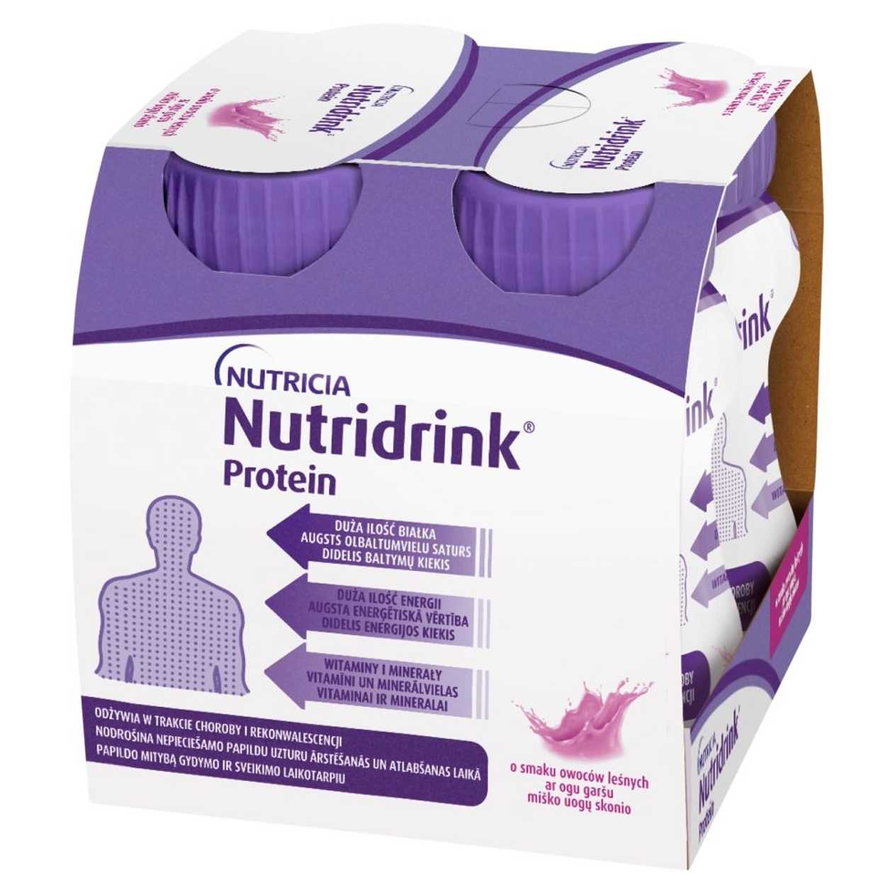 Nutridrink Protein, Doustny wysokobiałkowy preparat odżywczy, Smak owoce leśne (EN)