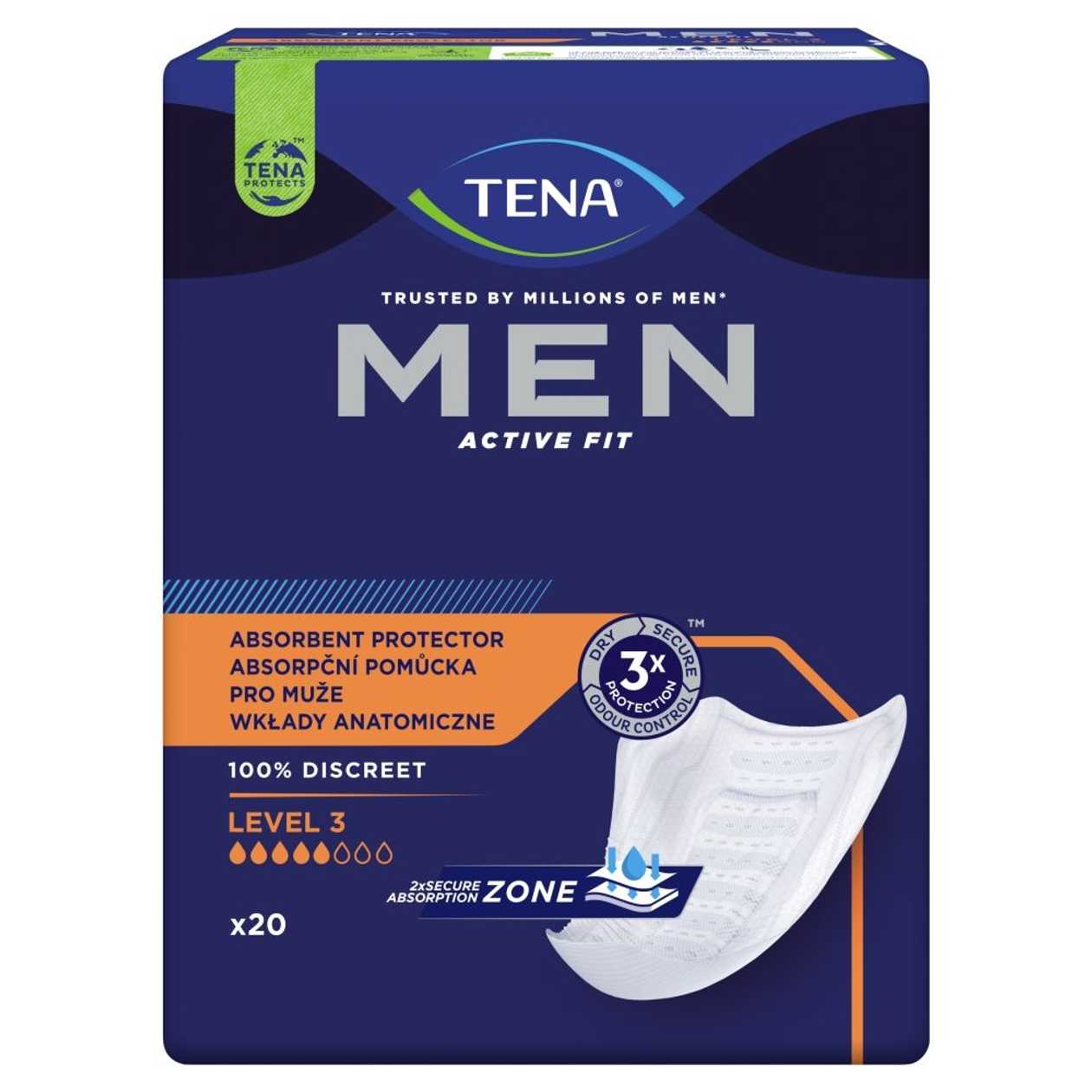 Tena Men Active Fit Level 3, Wkładki na nietrzymanie moczu dla mężczyzn (EN)