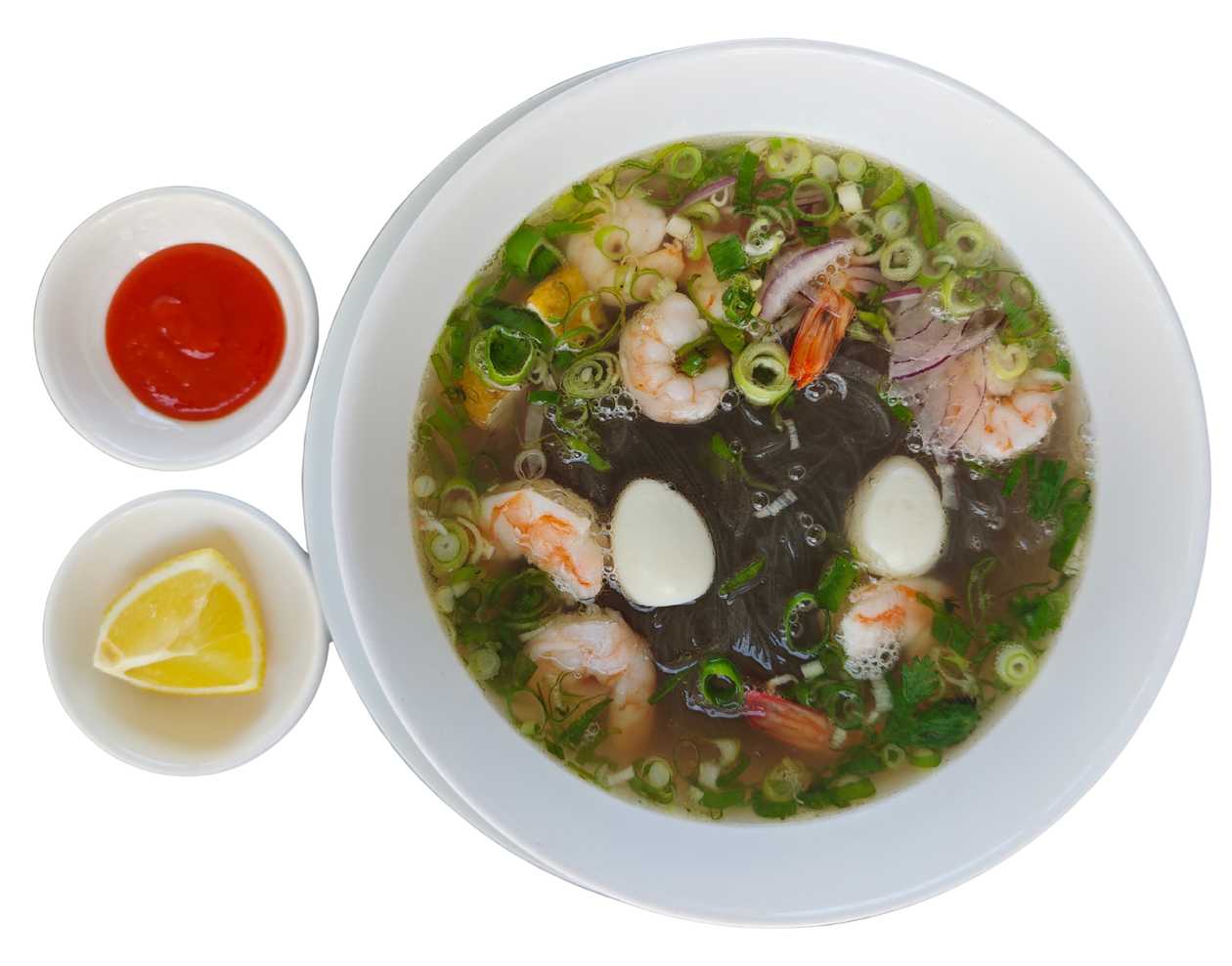 Supă de tăieței transparenți cu creveți